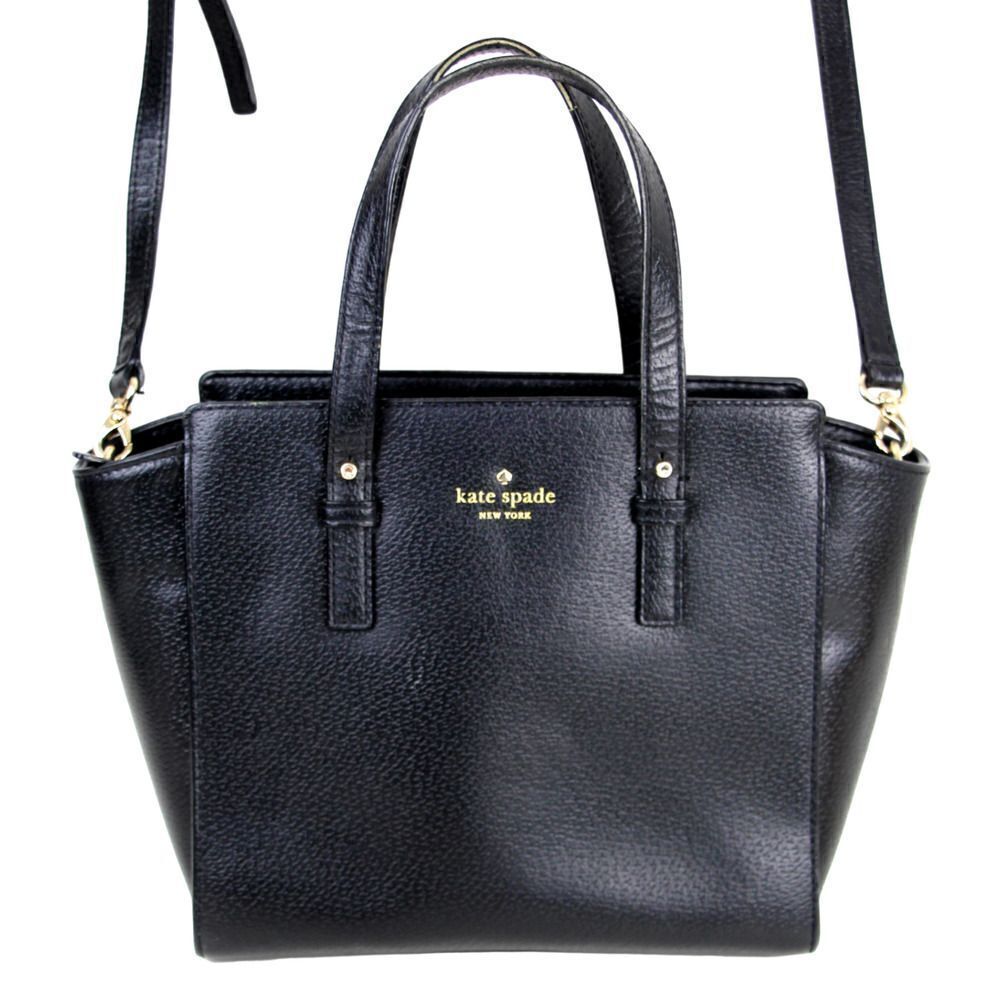 kate spade NY BLACK GENUINE LEATHER SHOULDER BAG X-BODY SATCHEL HANDBAG PURSE